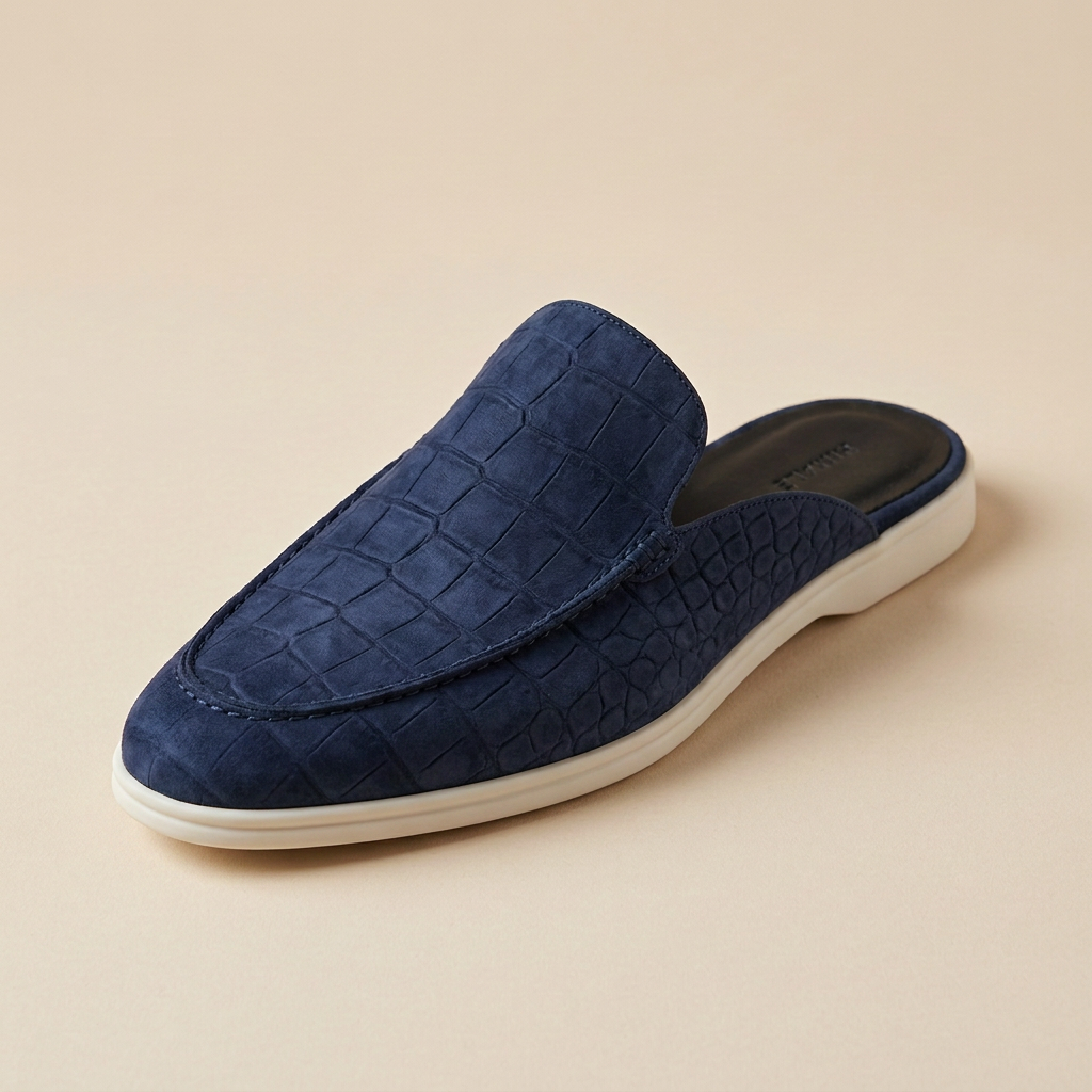 Navy Nubuck Mule