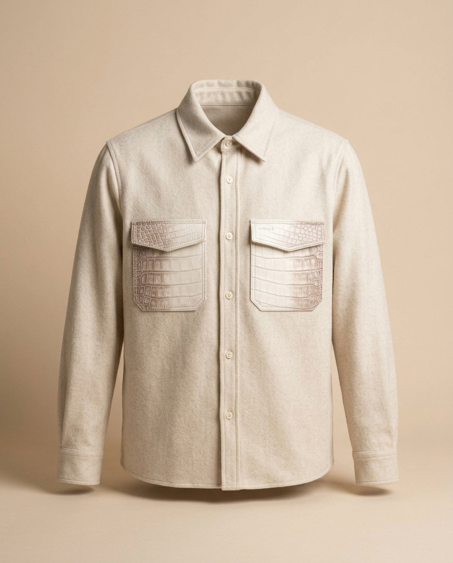 Wool Overshirt with Crocodile Pockets