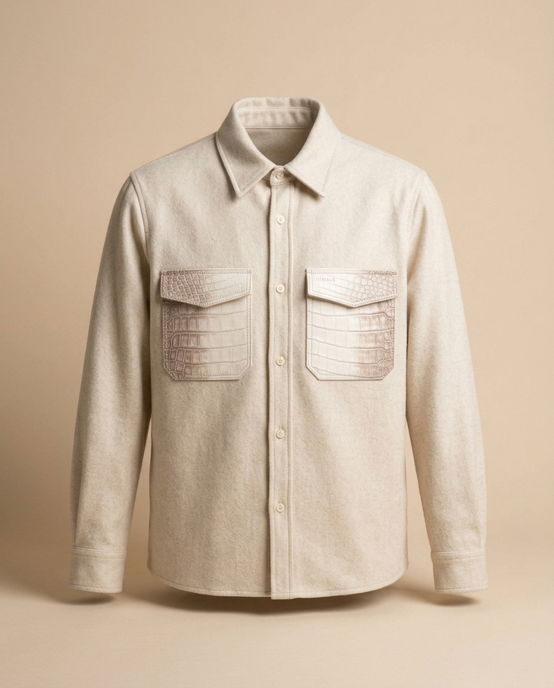 Wool Overshirt with Crocodile Pockets